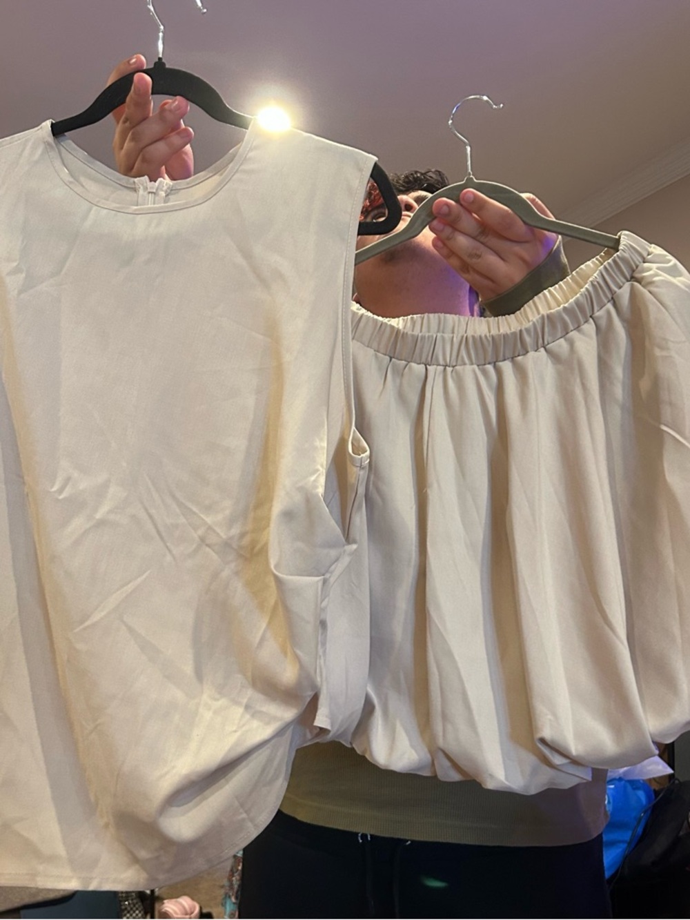SHEIN Cream Blouse Top with matching bubble skirt